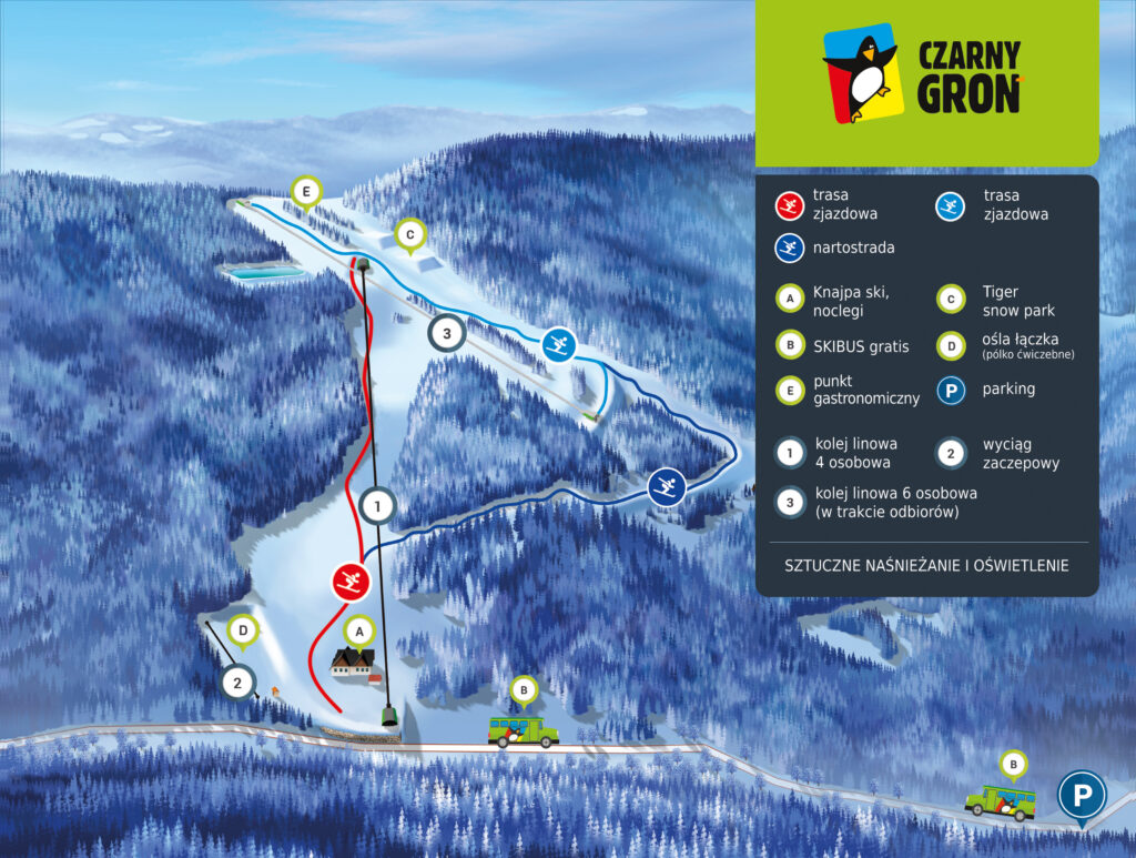 Czarny Groń mapa stacji narciarskiej